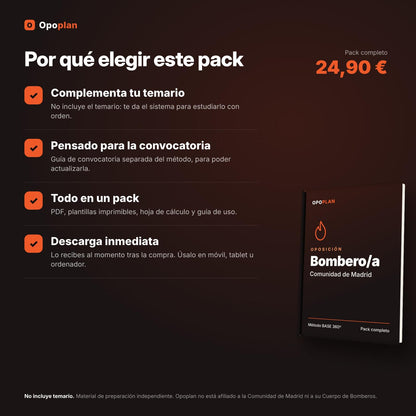 Plan de estudio Bomberos Comunidad de Madrid + Regalo